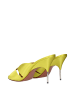 Amina Muaddi Grün Satin Stiletto Absatz Sandalen