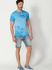 KOROSHI Kurzarm T-Shirt in blau