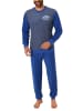 NORMANN Frottee Pyjama langarm Schlafanzug Bündchen - 49609 in marine
