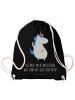 Mr. & Mrs. Panda Sportbeutel Einhorn Mann mit Spruch in Schwarz