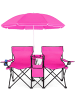 COSTWAY 2-Sitzer Campingstuhl mit Sonnenschirm in Rosa