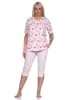 NORMANN kurzarm Capri Schlafanzug Herz - 72663 in rosa