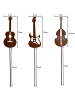 UNUS 3er Set Gartenstecker Rost Gitarren und Geige in Braun