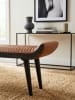 KADIMA DESIGN Sitzbank Echtleder / Massivholz Bank 125x51x38 cm Modern,