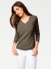 Heine V-Ausschnitt-Pullover in oliv