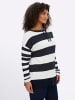sheego Sweatshirt in tiefblau-ecru-geringelt