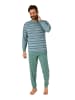 NORMANN Langarm Schlafanzug Pyjama Bündchen Streifen - 86167 in blau