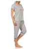 NORMANN Kurzarm Capri Schlafanzug Pyjama Schmetterlings - 66907 in grau