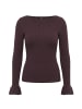 Zero  Feinstrickpullover mit Rüschen in Chocolate Plum
