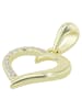 Adeliás Damen Anhänger – Herzanhänger aus 925 Silber mit Zirkonia in gold