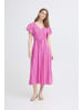 ICHI Freizeitkleid IHAYA Relaxed fit in PINK/WHITE GRAPHIC SCALLOP