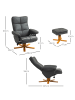 HOMCOM Relaxsessel mit Hocker-B80 x T86 x H99cm-Dunkelgrau