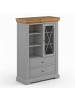 Feldmann-Wohnen Standvitrine Marone Elite Grau / Kiefer Natur 95 / 41 / 140cm