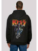 F4NT4STIC Ultra Heavy Hoodie Kiss Rock Band Neon in schwarz