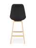 KADIMA DESIGN Mittelhoher Holz Snackhocker mit Stoffbezug | Nordisches Design in Schwarz-Beige