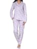 NORMANN Langarm Jersey Pajama Katzen Optik Übergröße in flieder