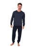 NORMANN Langarm Schlafanzug Pyjama Bündchen Minimalprint in navy