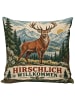 Mr. & Mrs. Panda Dekokissen 40x40 Hirsch rustikal Design mit Spruch in Weiß