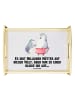 Mr. & Mrs. Panda Holztablett Pinguin mit Kind mit Spruch in Grau Pastell