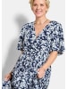 GOLDNER Kurzgröße:  Wickelkleid mit floralem Design in marine / weiß / geblümt