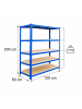 relaxdays Schwerlastregal in Blau/ Braun - (B)120 x (H)200 x (T)60 cm