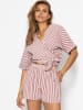 SASSYCLASSY Gestreifte Musselin Wickel Bluse in Altrosa