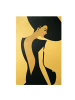 WALLART Leinwandbild Gold - Dame mit Hut in Dunkelblau in Blau