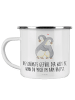 Mr. & Mrs. Panda Emaille Tasse Pinguine Kuscheln mit Spruch in Weiß