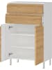 KADIMA DESIGN Kommode mit Schubladen, 60x34x97 cm, Badezimmerschrank, Weiß/Braun