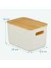 relaxdays 2 x Aufbewahrungsbox in Weiß/ Natur – (B)26 x (H)16 x (T)17,5 cm