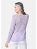 GOLDNER Kurzgröße:  Effektvoller locker gestrickter Bändchengarnpullover in weiß / flieder