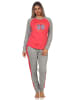 NORMANN Pyjama CollegeLook print und abgesetzten Ärmeln - 58176 in apricot