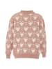 Swirly Damen Strickpullover in Rosa Wollweiss