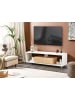 Beliani TV-Möbel KNOX in Weiß/Braun - (W) 159 x (H) 50 x (L) 39 cm