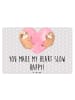 Mr. & Mrs. Panda Blechschild Faultiere Herz mit Spruch in Grau Pastell