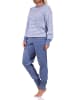 NORMANN Pyjama langarm Schlafanzug Bündchen Streifen - 69560 in blau