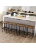 home24 home24 Barhocker 2er-Set aus Metall in Eiche Rustikal Dekor / Schwarz - 30.0 x 40.0 x 65.0 cm in Eiche Rustikal Dekor / Schwarz