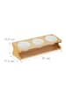 relaxdays Katzen Futterstation in Natur/ Weiß - (B)51 x (H)13,5 x (T)17,5 cm