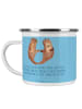 Mr. & Mrs. Panda Camping Emaille Tasse 4. Hochzeitstag Seidenhoc... in Sky Blue