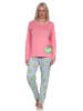 NORMANN Schlafanzug langarm Pyjama Pyjamahose Kiwi print - 86366 in pink