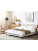 Beliani Doppelbett FITOU in Beige/Dunkler Holzfarbton - (W) 190 x (H) 87 x (L) 214 cm