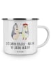 Mr. & Mrs. Panda Camping Emaille Tasse 25. Hochzeitstag Silberne... in Weiß