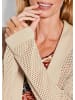 GOLDNER Kurzgröße:  Braune Cardigan mit Ajourmuster in beige