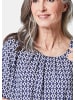 GOLDNER Farbbrillante Druckbluse mit liebevollen Details in marine / weiß