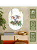 OnlyWow Ovales Wandbild Hellgrau