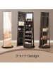 SONGMICS Schmuckschrank in Aschbraun-Schwarz - (B)54.5 x (H)162 x (T)54.5 cm