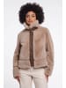 RINO&PELLE Faux-Fur-Jacke mit hohem Stehkragen in Oat