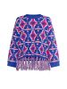 IZIA Damen Pullover in Blau Pink Weiss