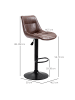 HOMCOM Barhocker-46,5L x 50B x 88-108H cm-Braun