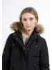 DreiMaster Vintage Damen Winterblouson Mit Kunstfellbesatz in Schwarz
